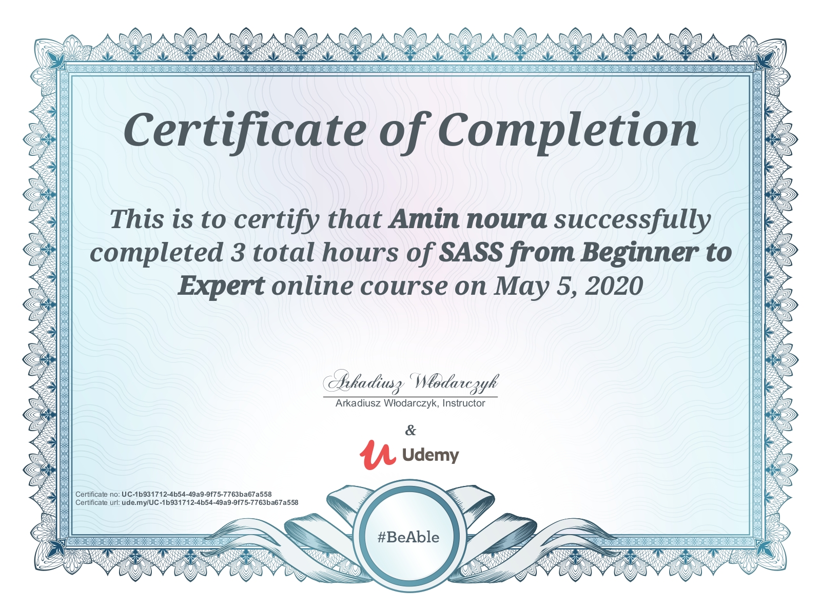 SASS Certificate